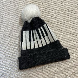 Black and white piano beanie with Pom Pom